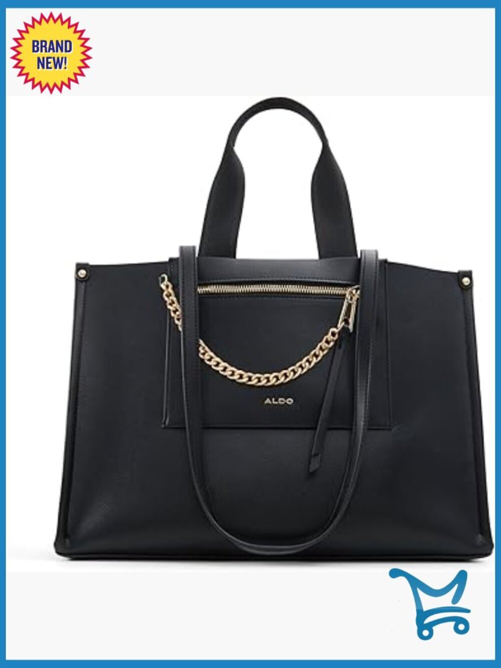 Large Satchel Bag with Adjustable Strap, 2 Compartments, Synthetic Material